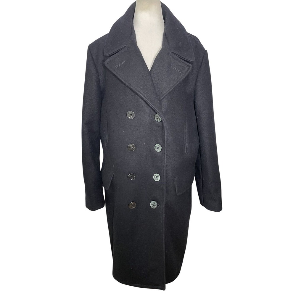 Schott NYC U.S. 740N Pea Jacket Black Wool Military Coat Size XL  Made In USA